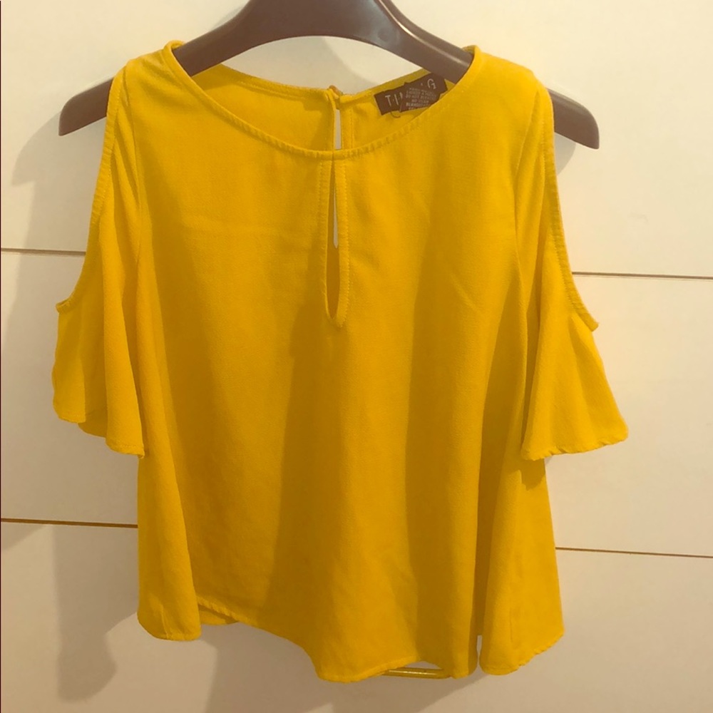 Mustard yellow flowy blouse